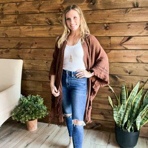 THE IRIS FRAYED BOHEMIAN DUSTER BROWN